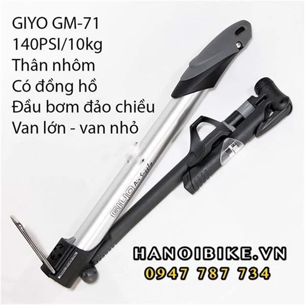 Bơm gắn xe đạp Giyo GM-71 tiện lợi khi đi đường
